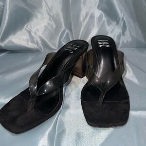 INC Black Transparent Block Heels